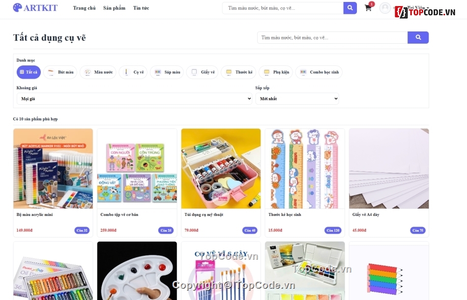 web bán dụng cụ,bán web,vẽ